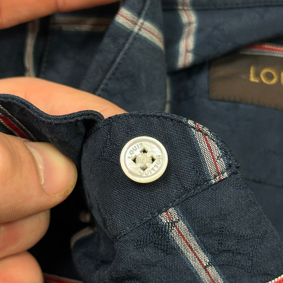 Louis Vuitton Monogram Plaid Checkered Silk Shirt - S | Blue