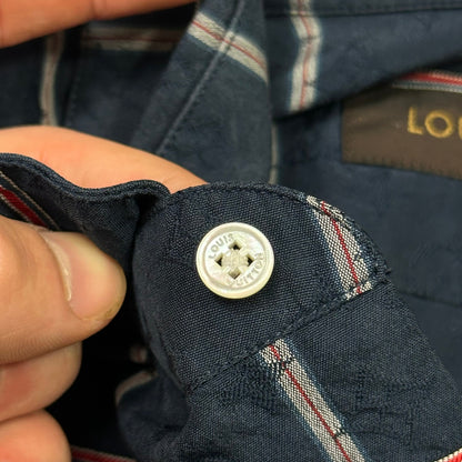 Louis Vuitton Monogram Plaid Checkered Silk Shirt - S | Blue