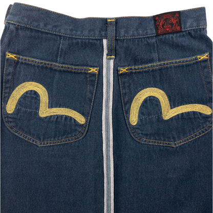 Vintage Evisu Double Gull Embroidered Japanese Denim Skirt Womens Size W26