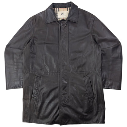 Vintage Burberry Nova Check Lined Leather Jacket Size M | Medium, Brown