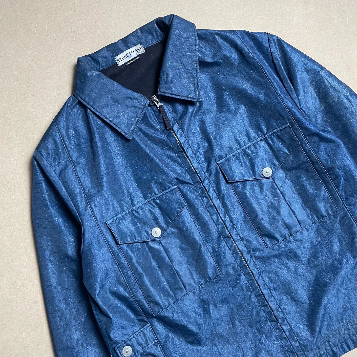 S/S 2002 Sapphire Blue Laminated Webbing 2 Biker Jacket