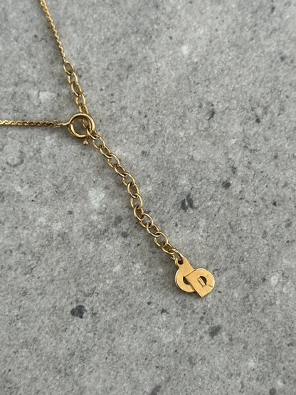 Christian Dior 1990s 16” Gold Plated CD Logo Pendant Necklace