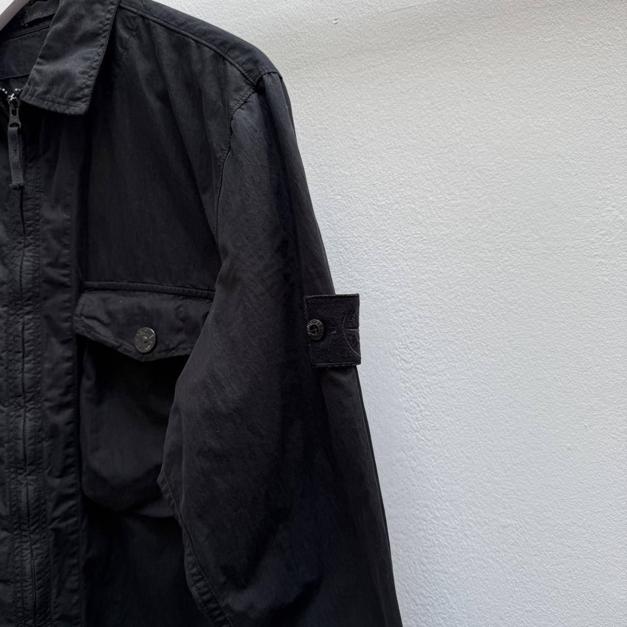 Stone Island Ghost Zip Over Shirt in Black (L) | Large, Black
