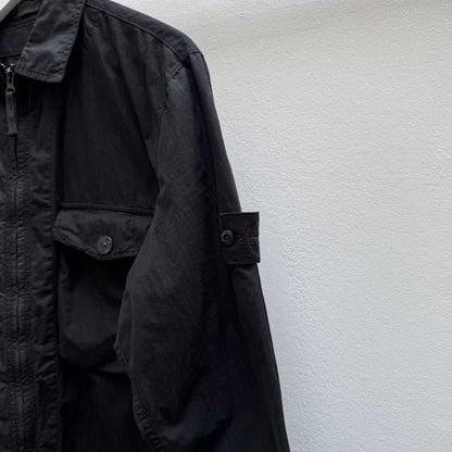 Stone Island Ghost Zip Over Shirt in Black (L) | Large, Black