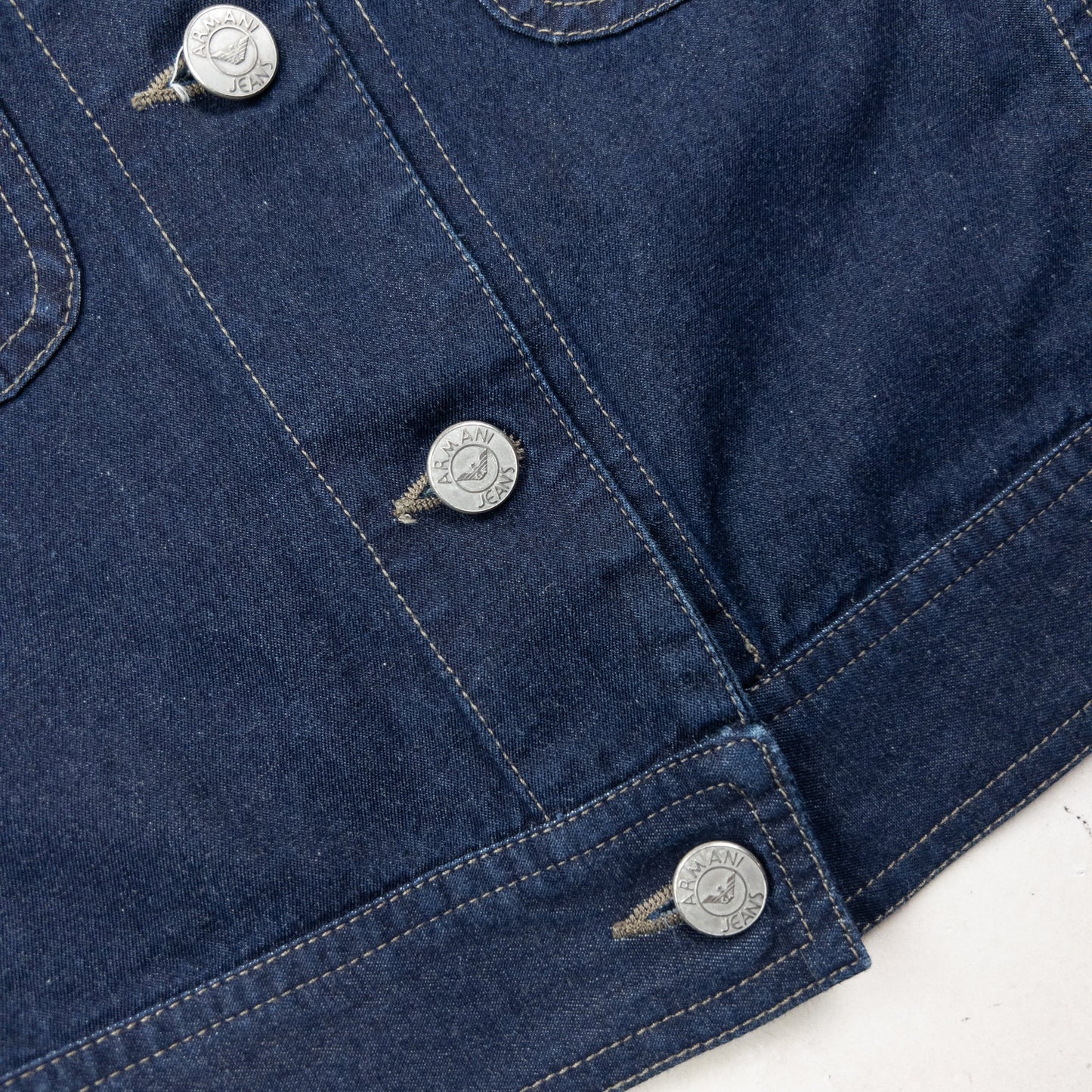 Vintage 90s Armani Jeans Button Up Denim Top Womens Size M | Medium, Blue