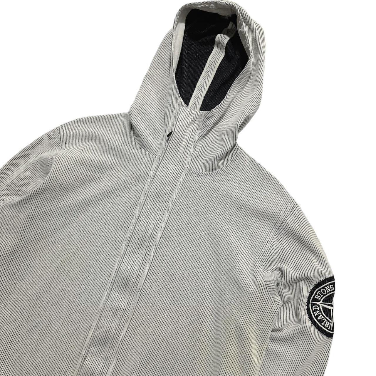 Stone Island Ribbed Cotton Zip Up Hoodie