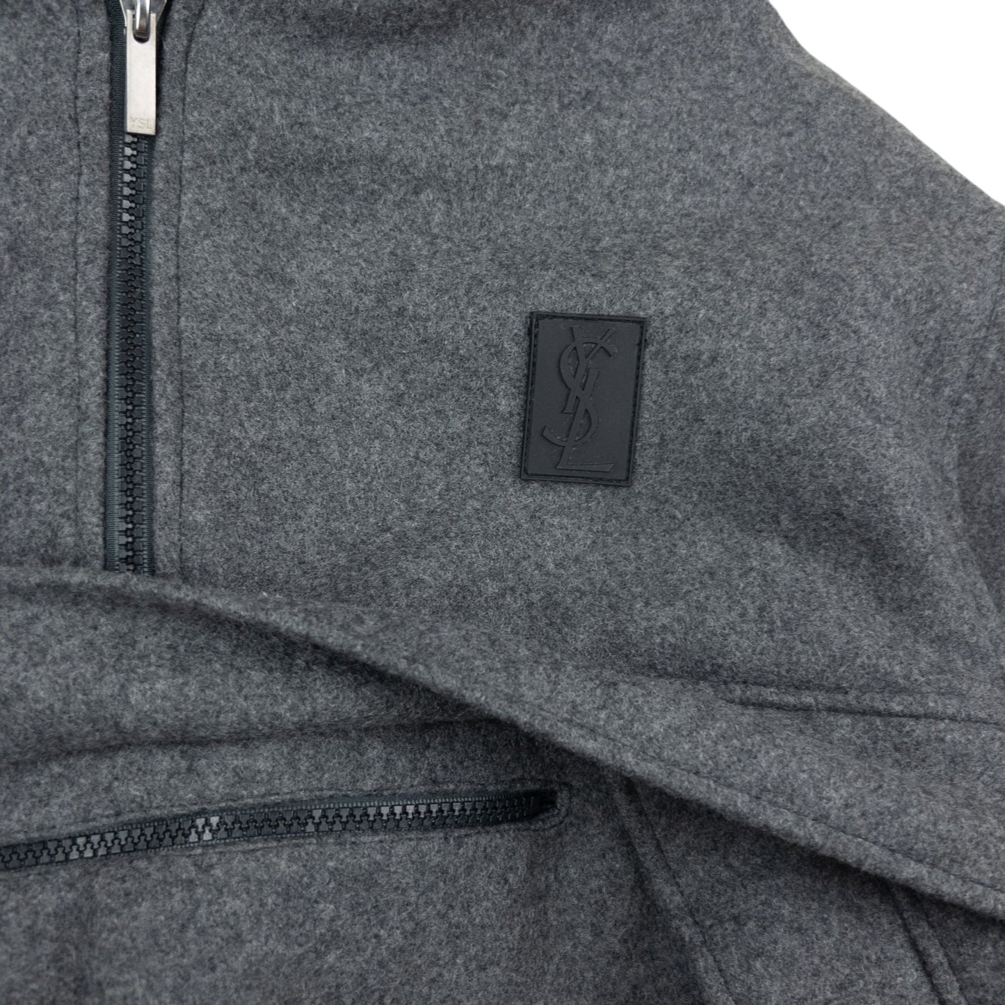 Vintage 2000s YSL Yves Saint Laurent Q Zip Wool Jacket Size L | Large, Grey