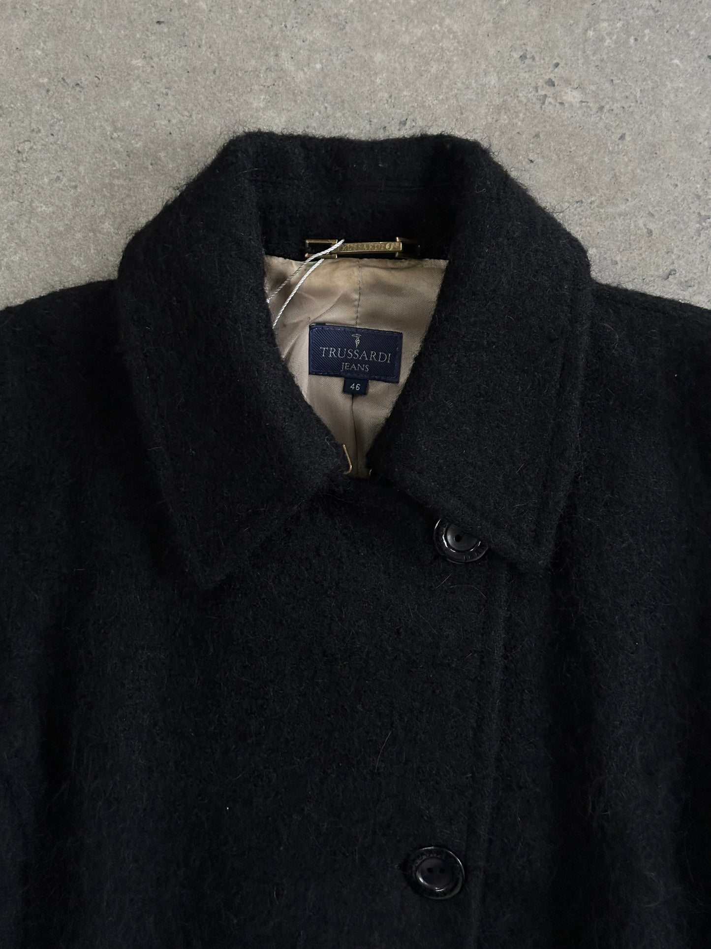 Trussardi 2000s Virgin Wool Mohair Single Breasted Coat - M