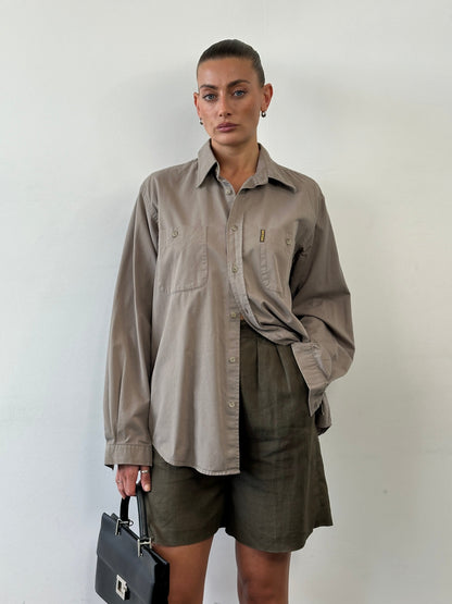 Vintage Pure Linen Relaxed Pleated Shorts - W26