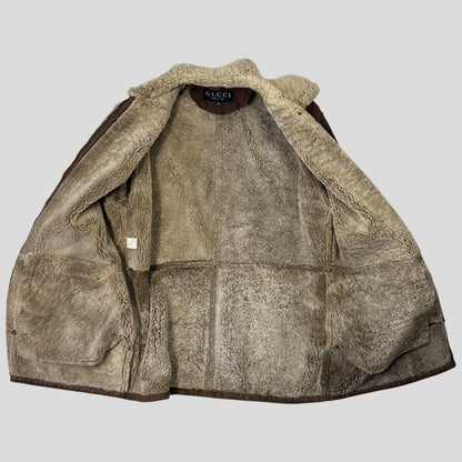 Gucci by Tom Ford 90’s Sheepskin Leather Heavy Shearling Coat - M | Default Title, Brown