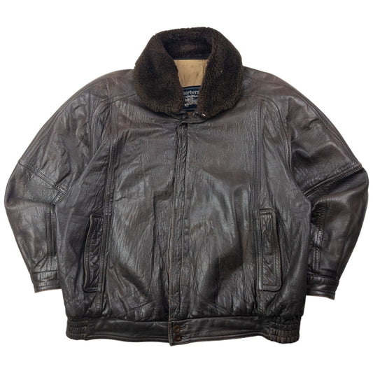 Vintage 80s Burberry Zip Up Leather Jacket Size XL | XL, Brown