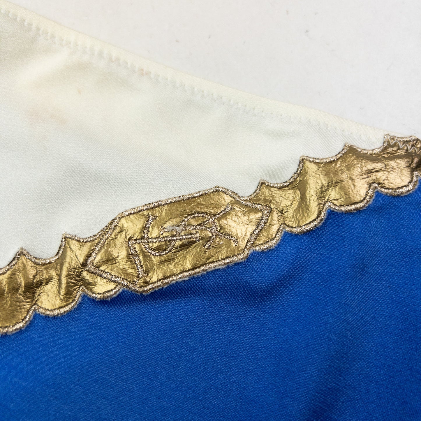 Vintage 80s YSL Yves Saint Laurent Strapless Swimming Costume Womens Size M | Medium, Blue