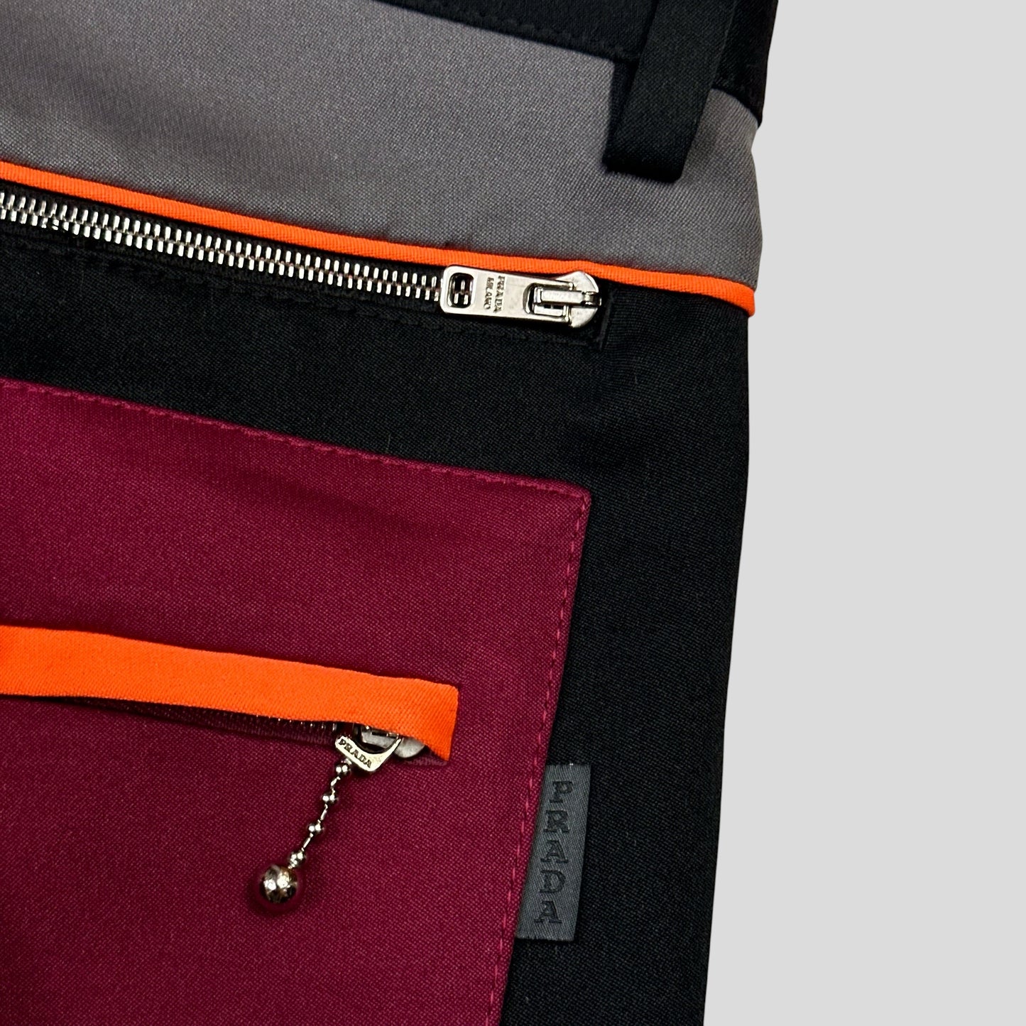 Prada Milano SS16 Runway Colourblock Technical Polyester  Trousers - IT48 | Default Title, Multicoloured