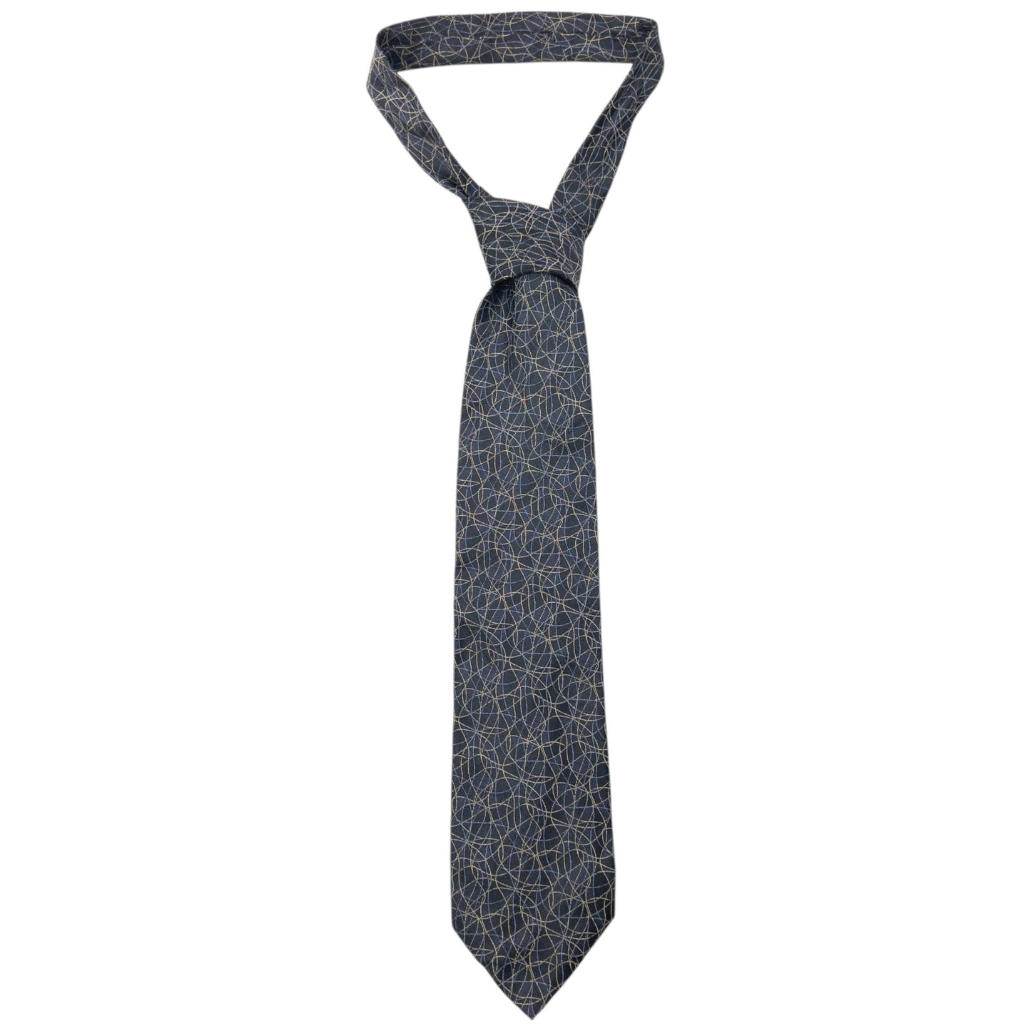 Vintage 90s Issey Miyake Pattern Silk Tie | O/S, Navy