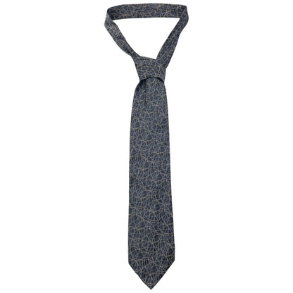 Vintage 90s Issey Miyake Pattern Silk Tie | O/S, Navy