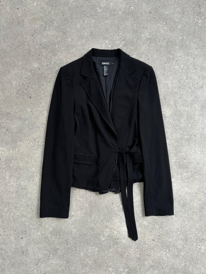 DKNY Silk Trim Wool Wrap Blazer - S/M - Known Source