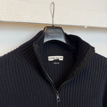 Early 00’s Stone Island Ribbed Knit Full Zip (XL) | XL, Black