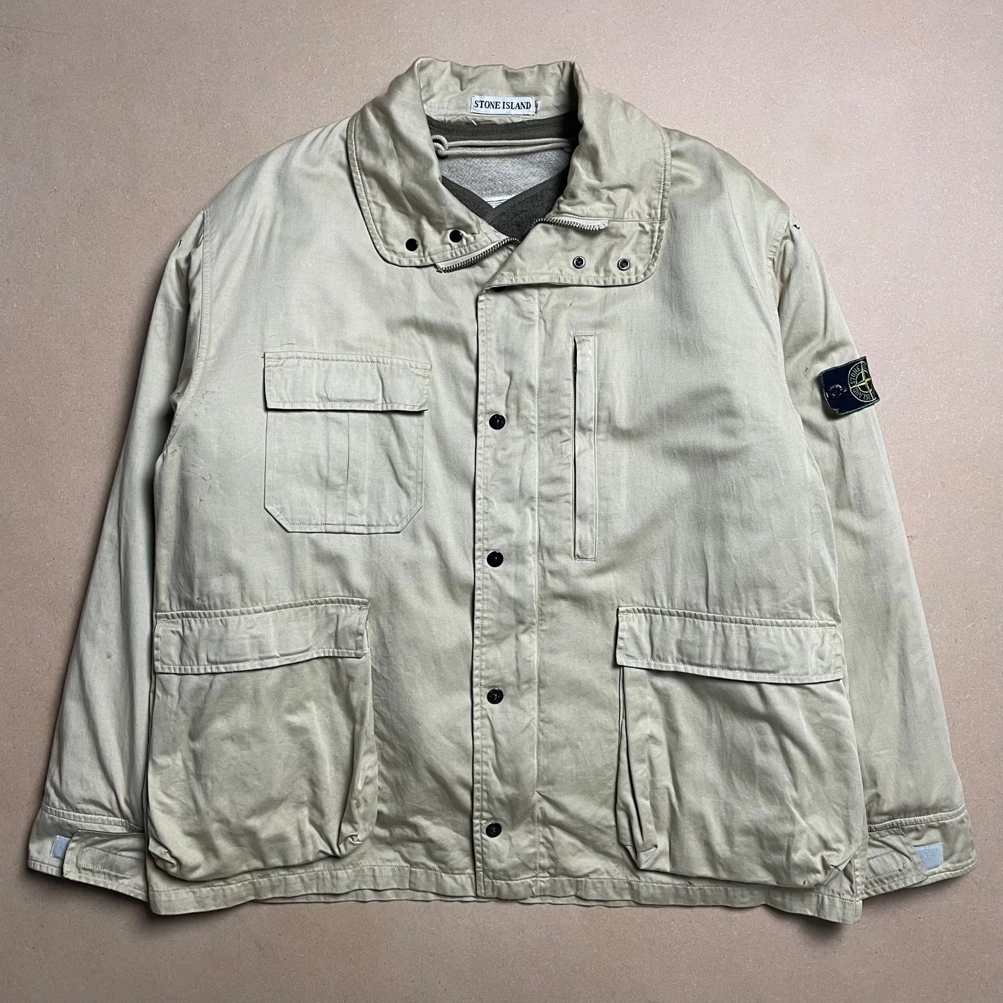 A/W 1993 Sand Gold Raso Gommato Multi Pocket Field Jacket