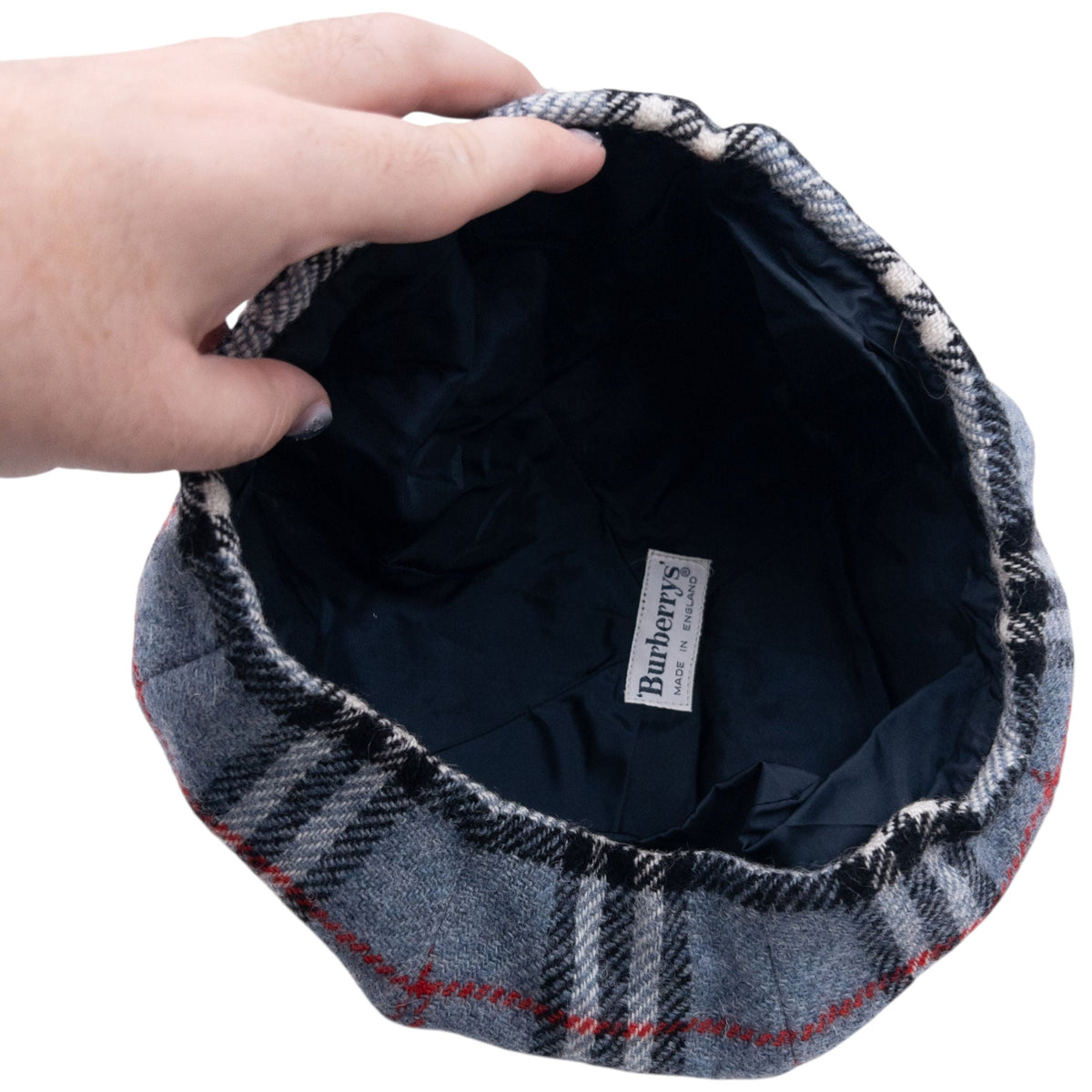 Vintage 90s Burberry Nova Check Wool Hat | O/S, Blue