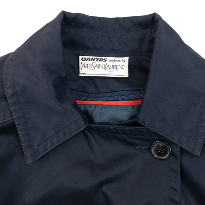 Vintage 80s YSL Yves Saint Laurent Belt Waist Trench Jacket Womens Size XL | XL, Navy