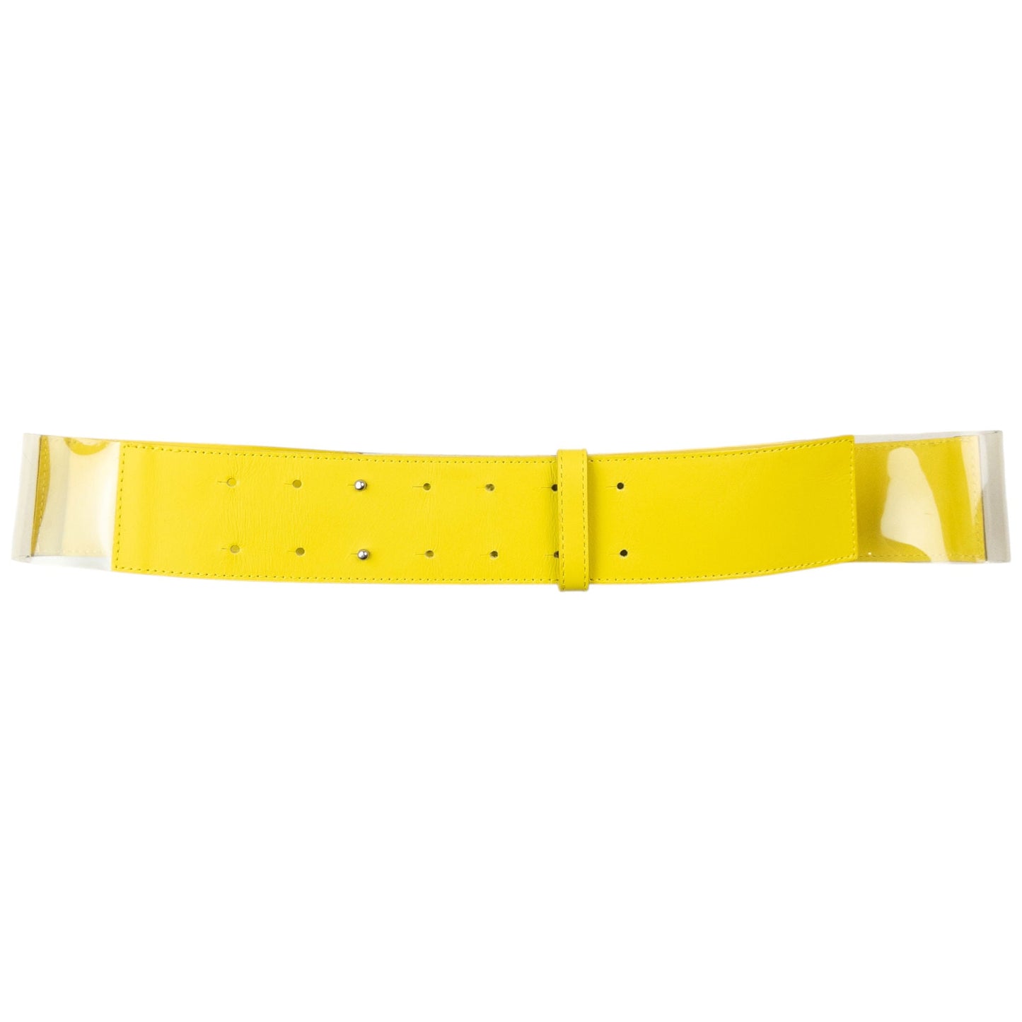 Vintage 2000s Issey Miyake Leather & Clear Vinyl Belt Size XL | O/S, Yellow