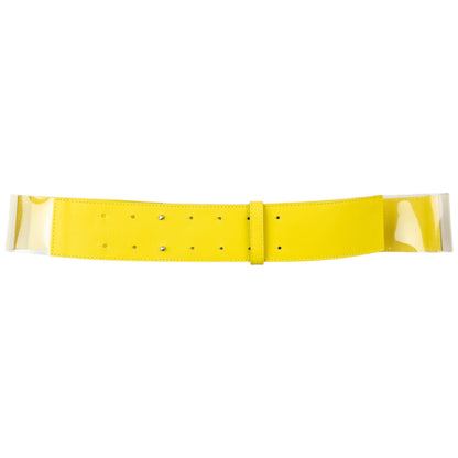 Vintage 2000s Issey Miyake Leather & Clear Vinyl Belt Size XL | O/S, Yellow