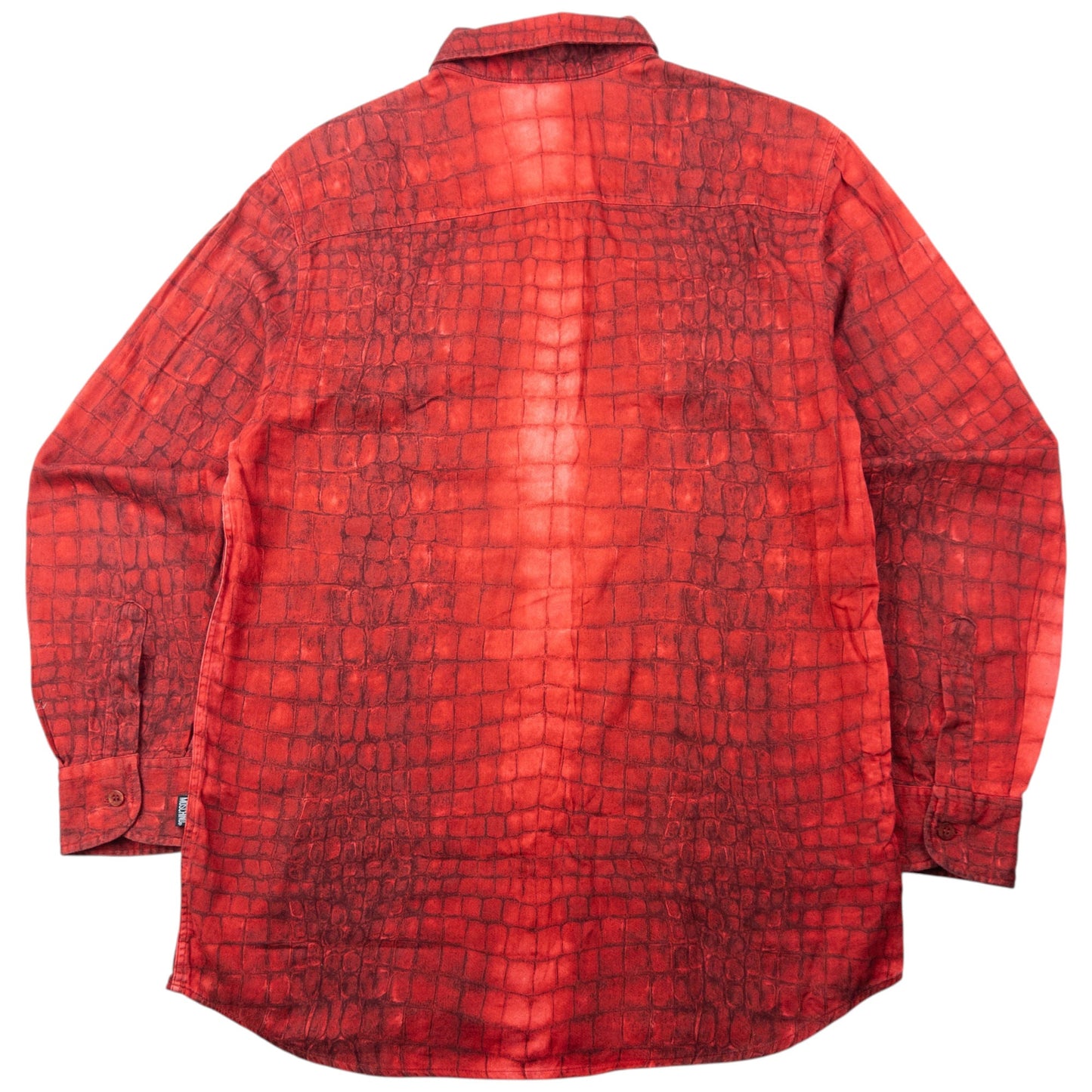 Vintage 2000s Moschino Jeans Crocodile Print Long Sleeve Button Up Shirt Size M | Medium, Red