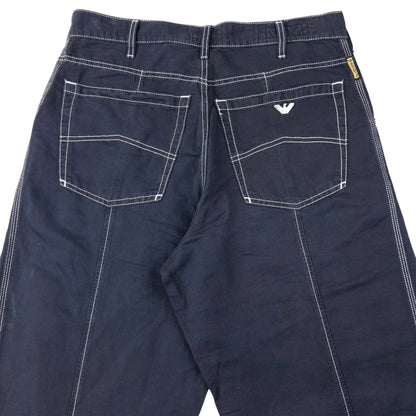 Vintage 2000s Armani Jeans Lightweight Hemp Trousers Size W33 | W33, Navy
