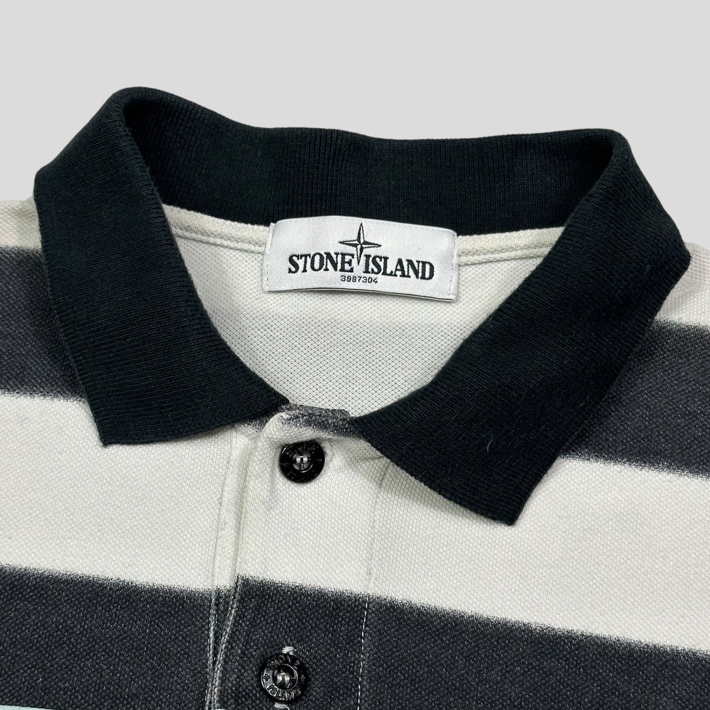 Stone Island SS13 Mint Logo Striped Polo Shirt - L (M)