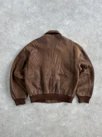 Vintage 90s Leather Bomber Jacket - M/L