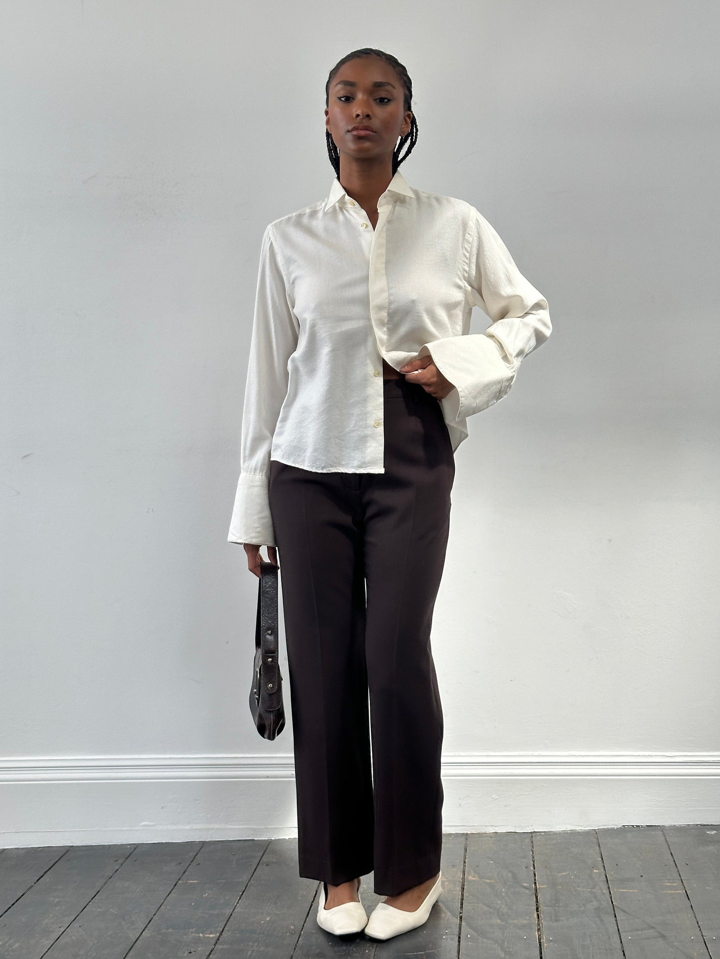 Max Mara High Waisted Wool Straight Leg Trousers - W26