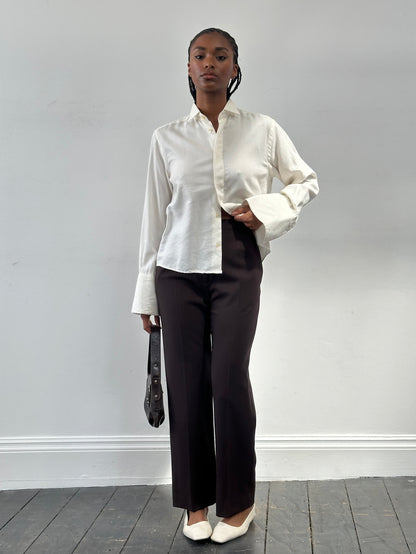 Max Mara High Waisted Wool Straight Leg Trousers - W26