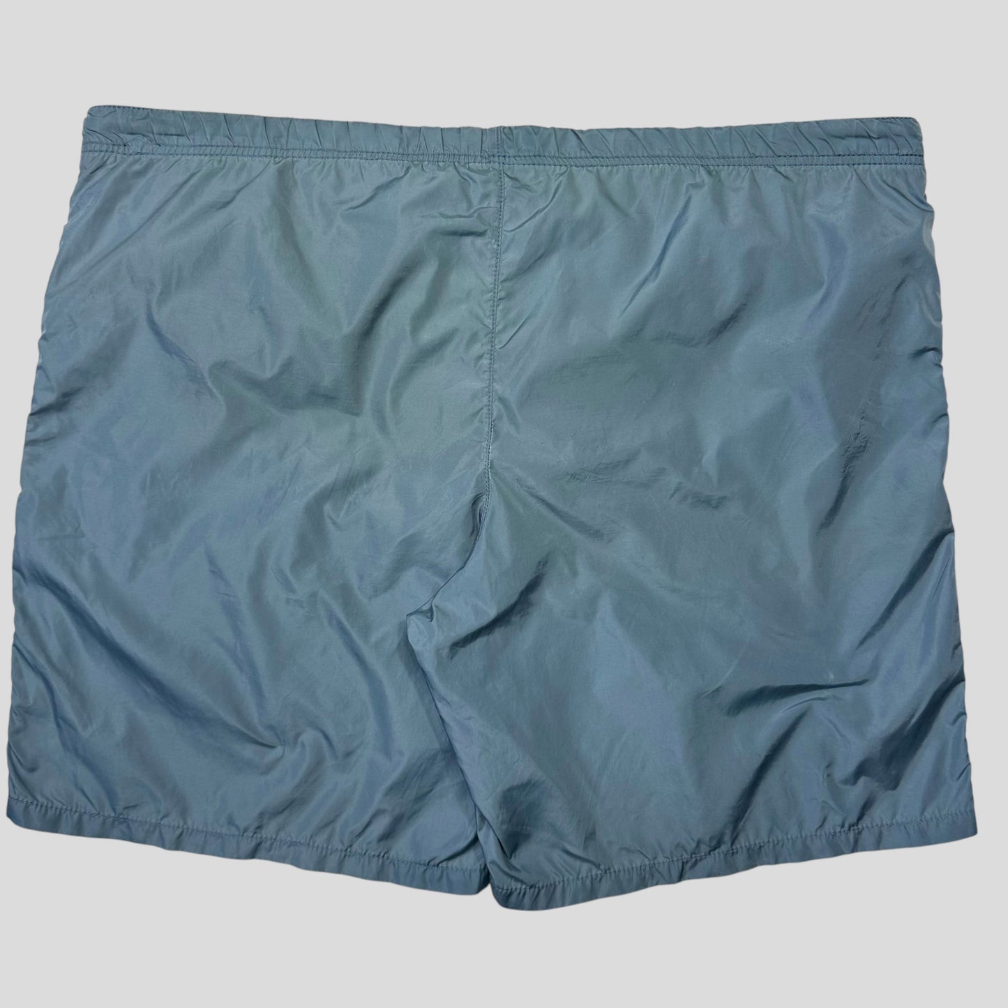 Prada 2014 Metallic Blue Red Tab Nylon Swim Shorts - M
