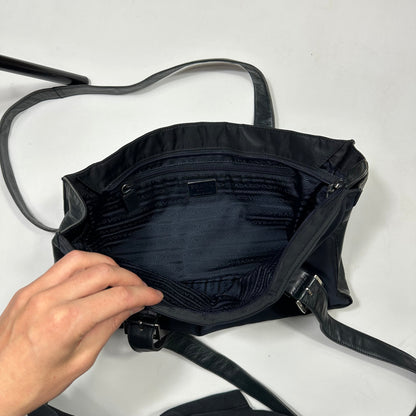 Prada 00’s Nylon + Leather Plaque Logo Shoulder Bag