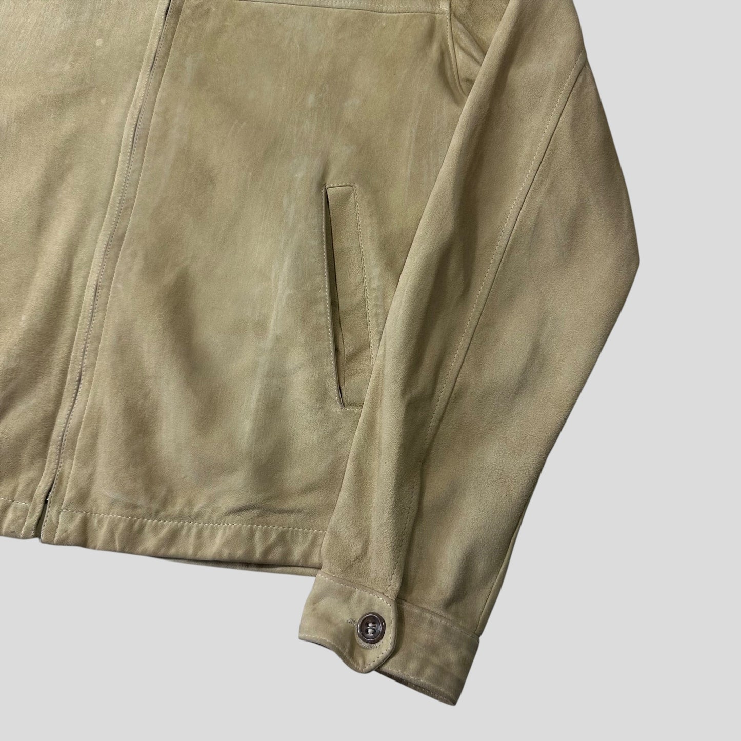 CP Company 00’s Suede Leather Harrington Work Jacket - M | Default Title, Cream