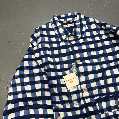 Uniqlo X Marni Collared Check Jacket In Blue & White ( XL )
