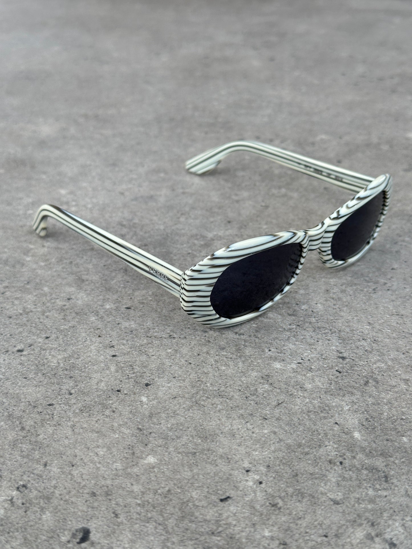Gianfranco Ferre 1990s Oval Stripe Sunglasses