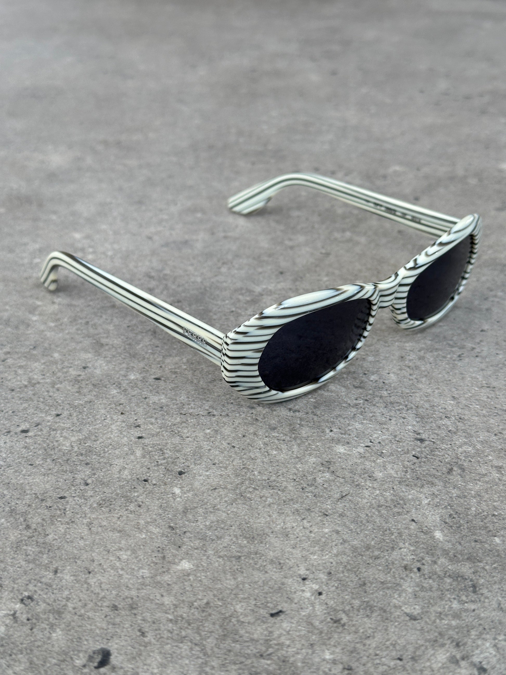 Gianfranco Ferre 1990s Oval Stripe Sunglasses