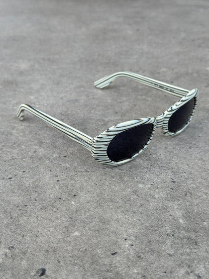 Gianfranco Ferre 1990s Oval Stripe Sunglasses