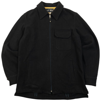Vintage 2000s Armani Jeans Zip Up Wool Jacket Size L | Large, Black