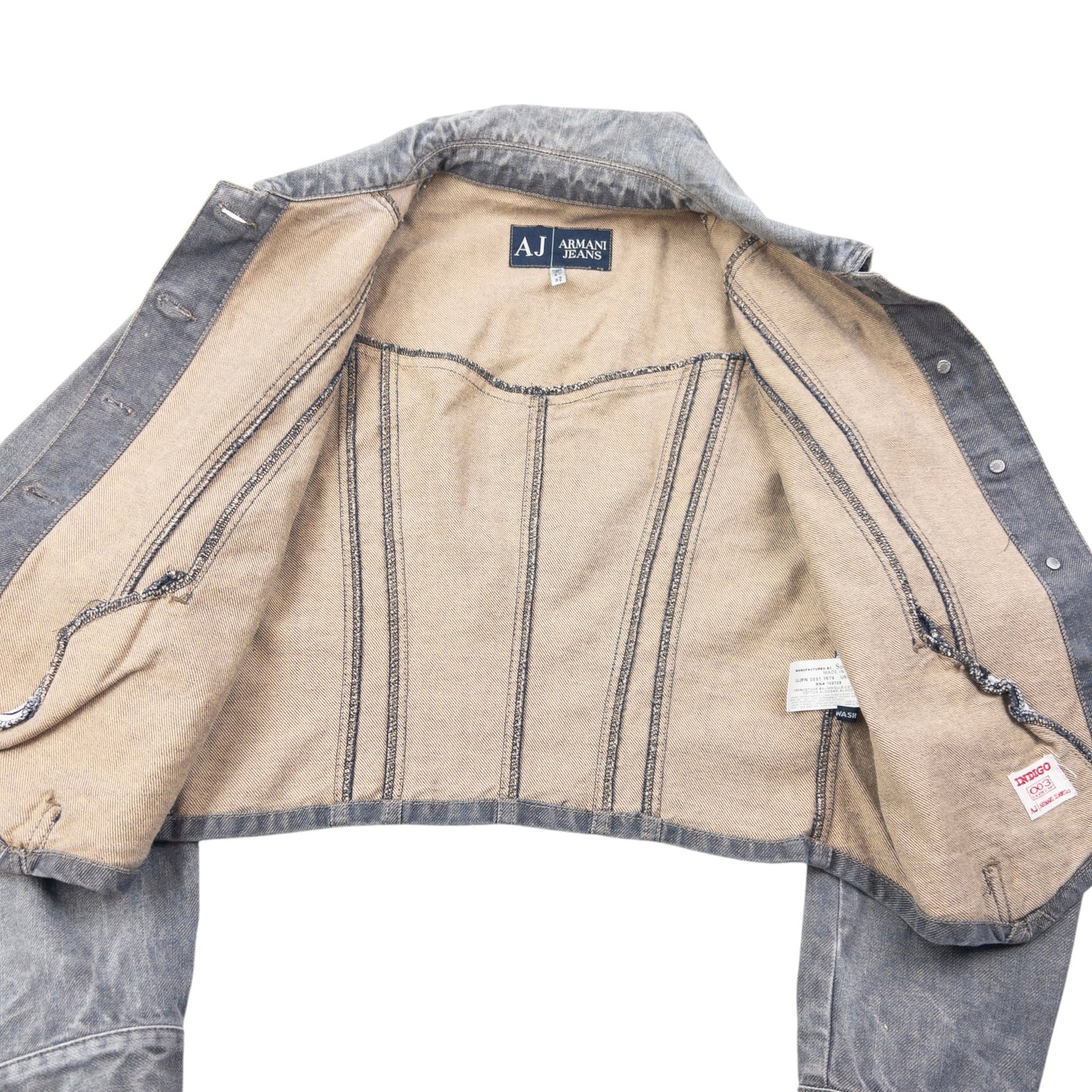 Vintage 2000s Armani Jeans Cropped Denim Jacket Womens Size M