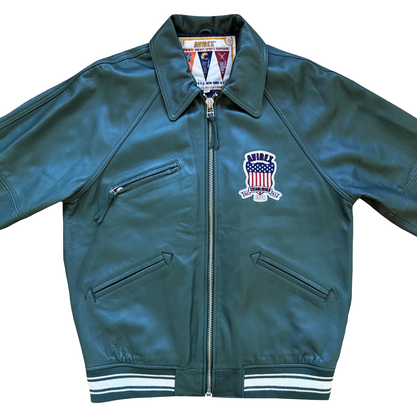 Avirex USA 'Icon' Leather Varsity Jacket - XL