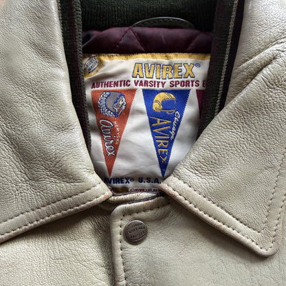 Avirex 'North West Wild Bears' Leather Varsity Jacket - XS