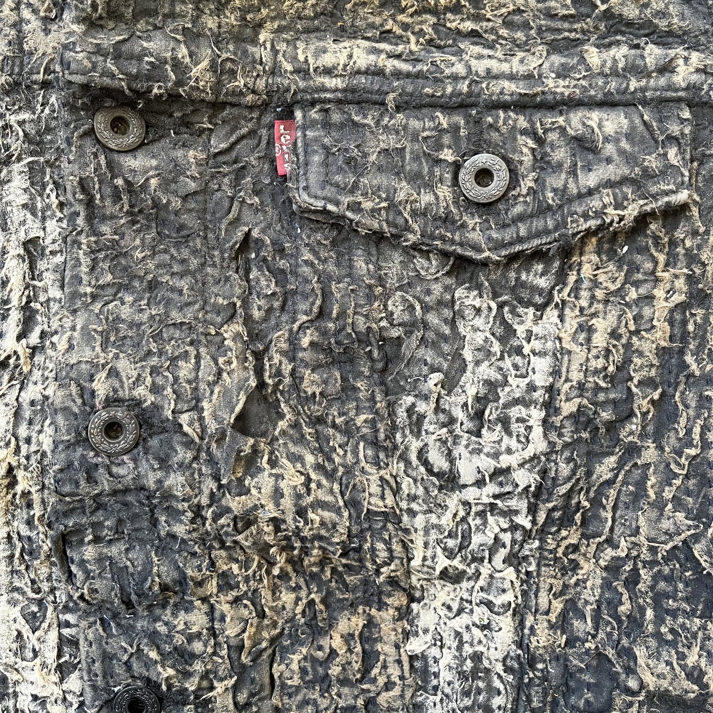 Boro Sashiko Distressed Denim Trucker Jacket - L