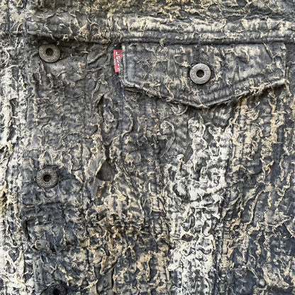 Boro Sashiko Distressed Denim Trucker Jacket - L