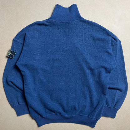 A/W 1988 Indigo Blue Side Zip Turtle Neck Pullover Fleece