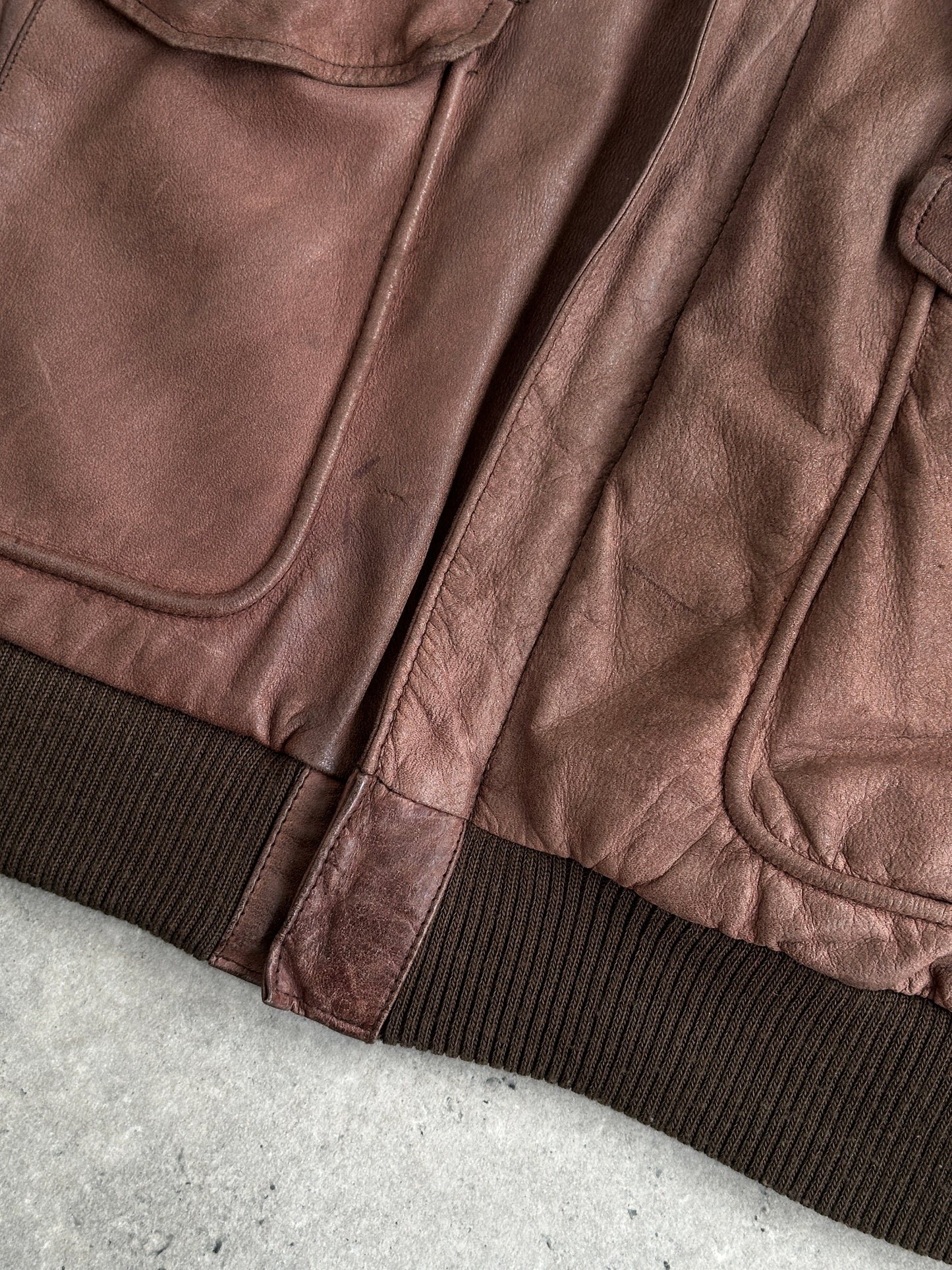 Vintage Leather Bomber Jacket - L/XL