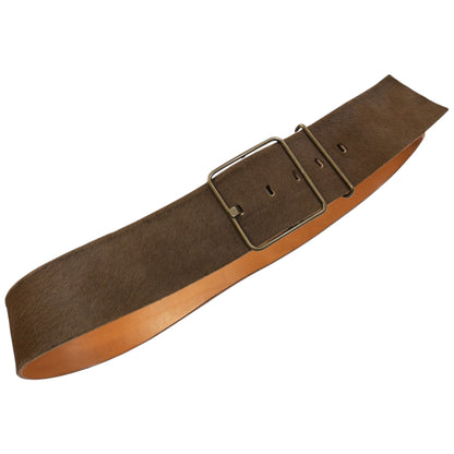 Vintage 2000s Miu Miu Calf Hair Leather Belt Size L | O/S, Brown