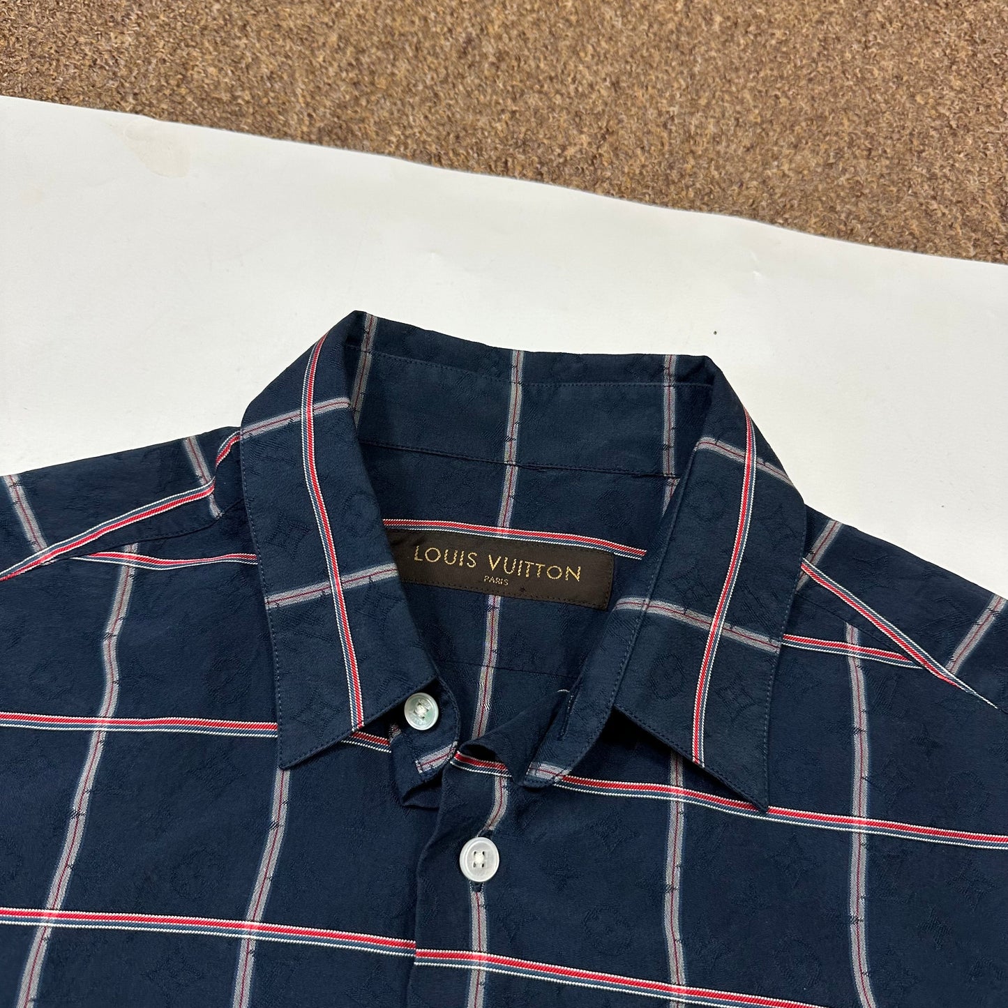 Louis Vuitton Monogram Plaid Checkered Silk Shirt - S