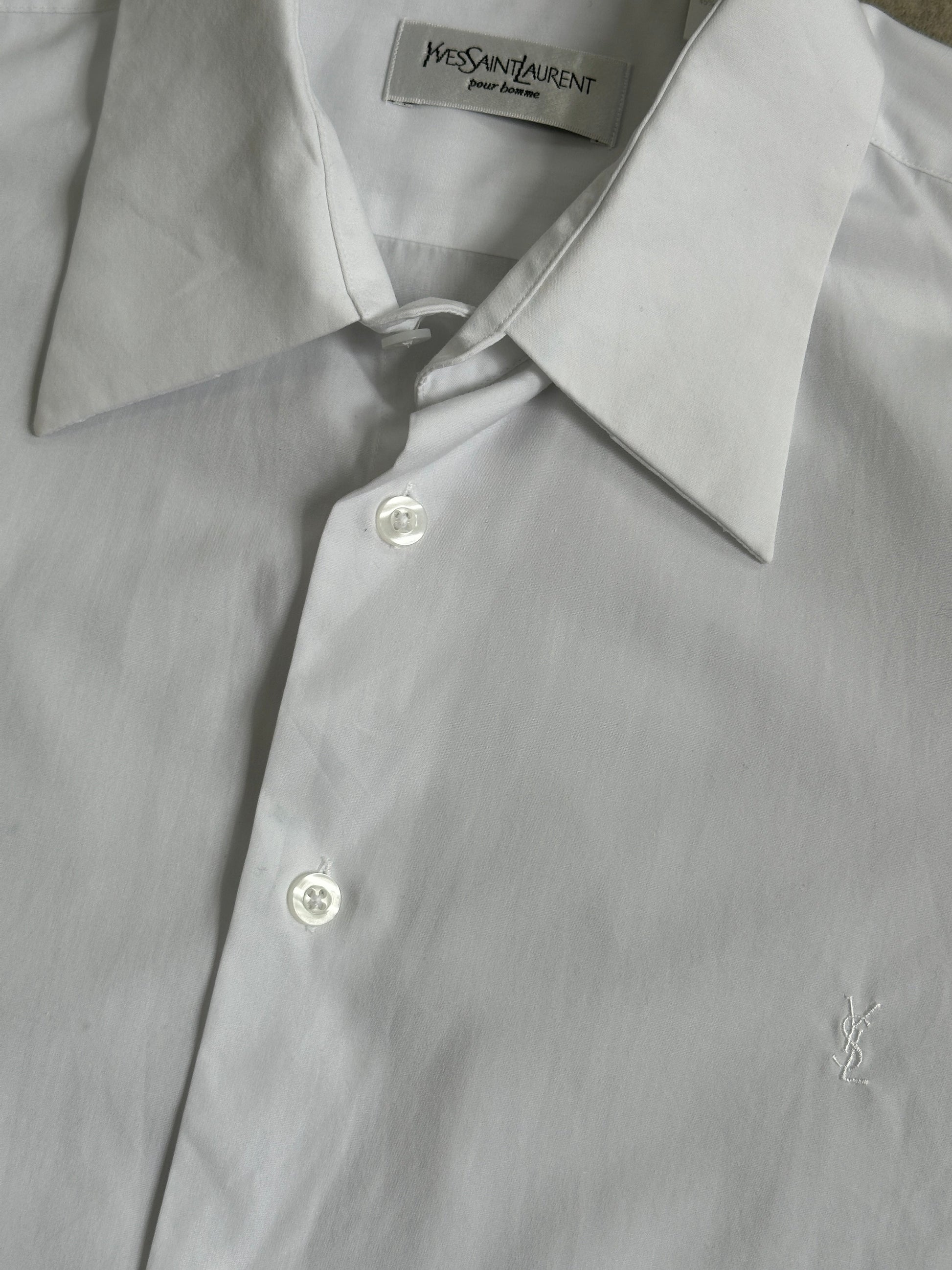 Yves Saint Laurent Pour Homme 2000s Cotton Dress Shirt - L-XL